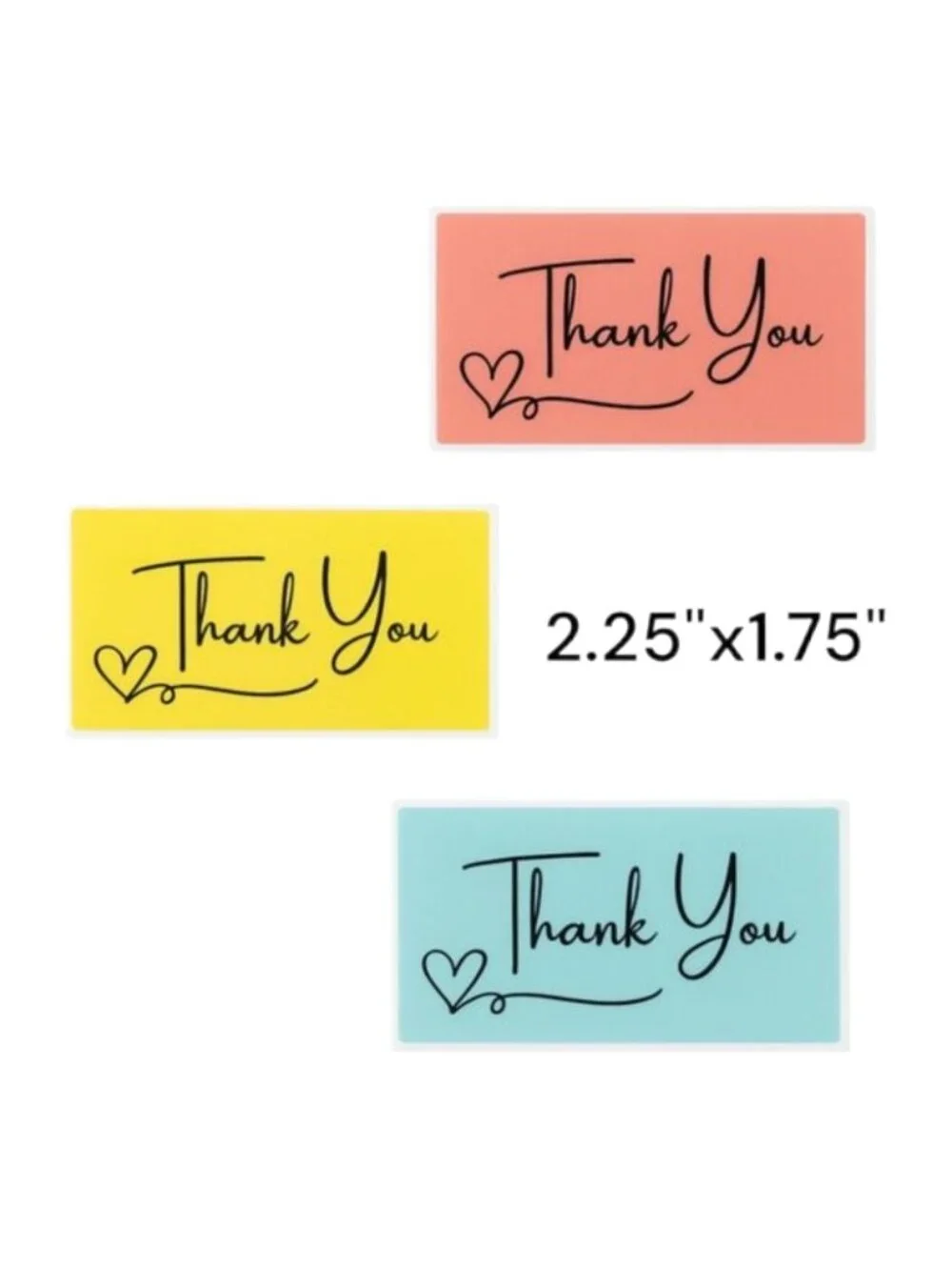 300 Thank You Packaging Stickers Rectangle Labels 2.25x1.75 Multicolor